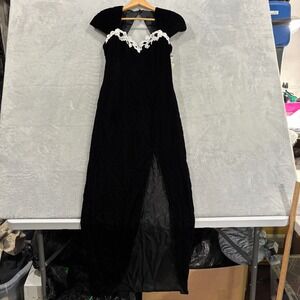 VTG Roberta Maxi Dress 11/12‎ Slip Velvet Long Evening Gown Sequined Y2K